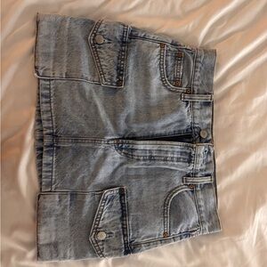 Denim Forum Blue Cargo Mini Skirt